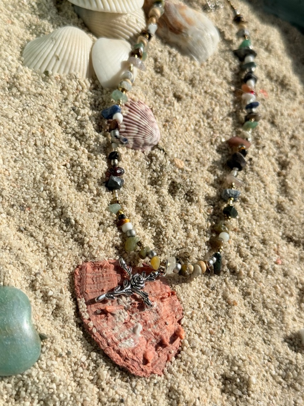 Multi stone Rosary Necklace with Crucifix - Picture 8 of 11